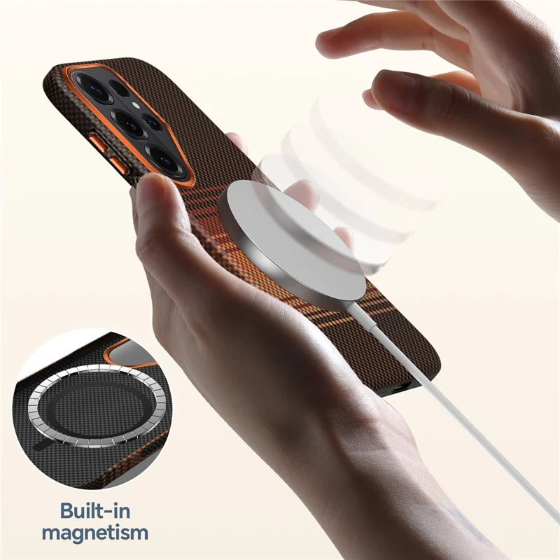 SULADA Для Samsung Galaxy S26 Ultra Магнитный Чехол Жесткий PC Антицарапиновый Чехол для Телефона - Оранжевый Закат