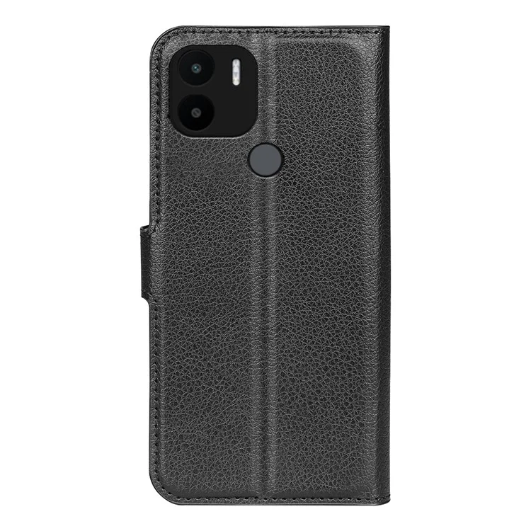 Для Xiaomi Redmi A1+ 4G / A2+ 4G / Poco C50 4G Litchi Texture Folio Flip Phone Cover Stand Wallet PU Leather + TPU Case - Черный