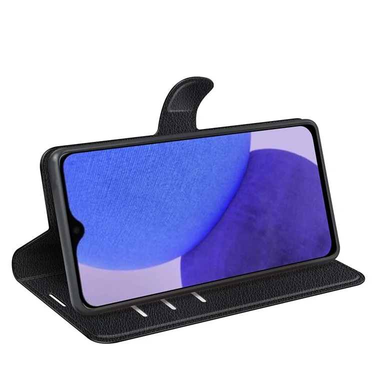 Для Xiaomi Redmi A1+ 4G / A2+ 4G / Poco C50 4G Litchi Texture Folio Flip Phone Cover Stand Wallet PU Leather + TPU Case - Черный