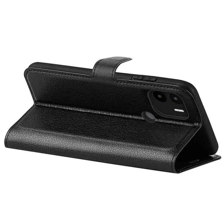 Для Xiaomi Redmi A1+ 4G / A2+ 4G / Poco C50 4G Litchi Texture Folio Flip Phone Cover Stand Wallet PU Leather + TPU Case - Черный