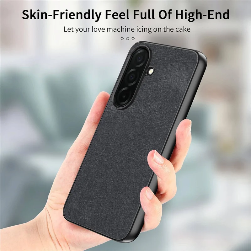 For Samsung Galaxy S26+ Case Shockproof Slim Retro Leather Phone Back Cover - Sort