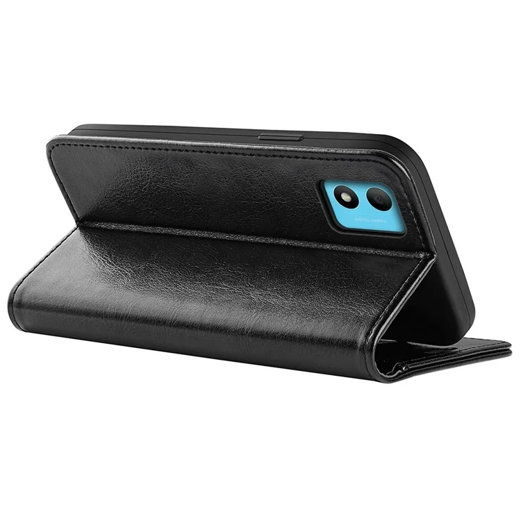 Crazy Horse Texture pu Leather Case Pour TCL 305i, Portefeuille Stocant Portefeuille TPU Couverce TPU - le Noir