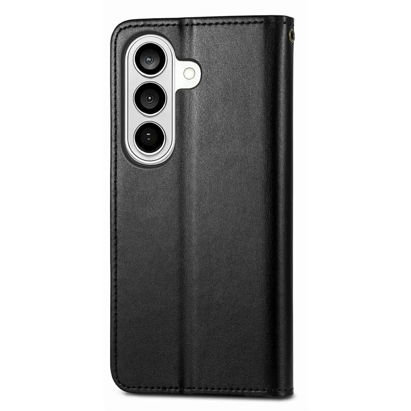 Til Samsung Galaxy S26 Taske med ståfunktion og læderdæksel med håndledsrem - Sort