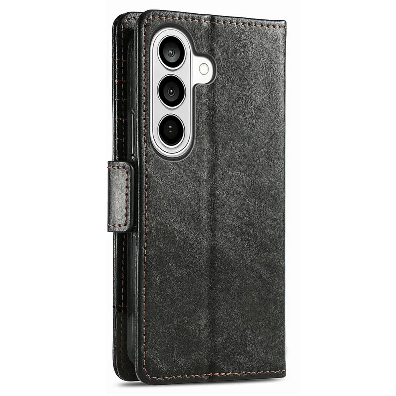 CASENEO For Samsung Galaxy S26 Phone Cases PU Leather Cover Stand with RFID Blocking Wallet - Black