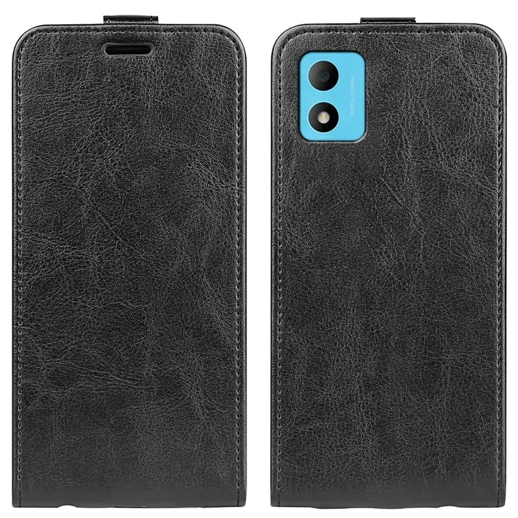 Crazy Horse Horse Texture Vertical Flip Protective Case Para TCL 305i, PU Carto Carto Anti-rurck Topa - Preto