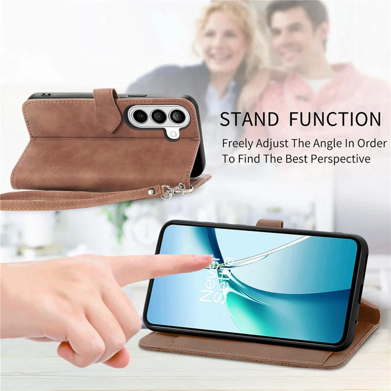 Für Samsung Galaxy S26 Reißverschluss-Mappenhülle mit Band, Blumenprägung, PU-Leder-Handyhülle - Rosa