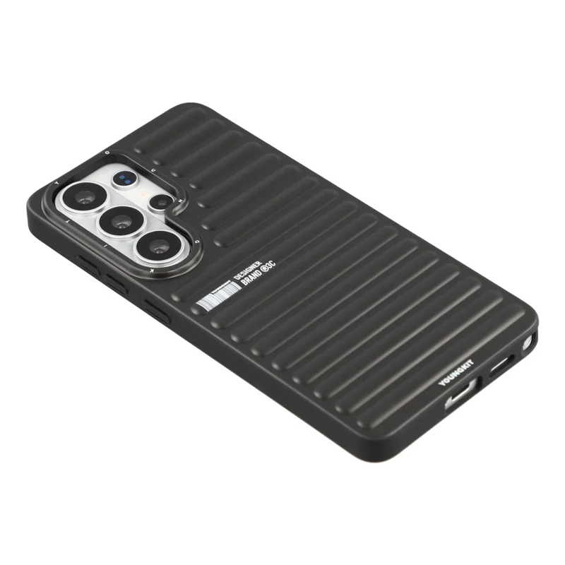 YOUNGKIT pour Samsung Galaxy S26 Ultra étui magnétique texture de valise coque en TPU IMD - Noir