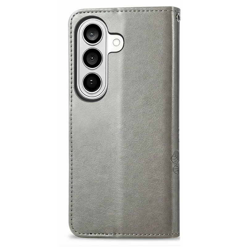 For Samsung Galaxy S26+ Leather Case Four-Leaf Clover Wallet Phone Cover - Grey