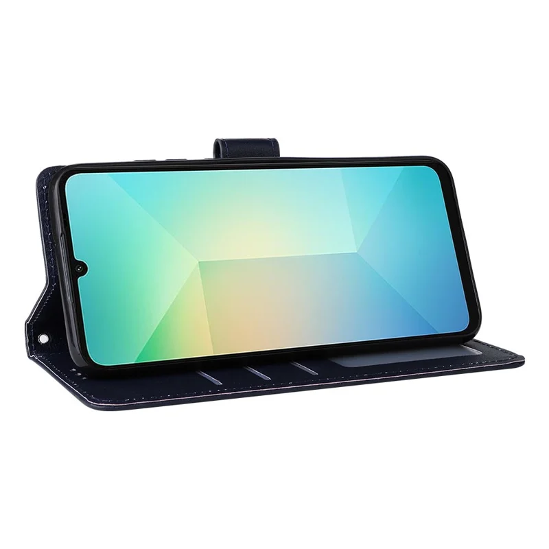 Wallet Stand Case For Samsung Galaxy A07 5G  /  4G  /  A06 4G  /  5G PU Leather Phone Cover with Wrist Strap - Blue