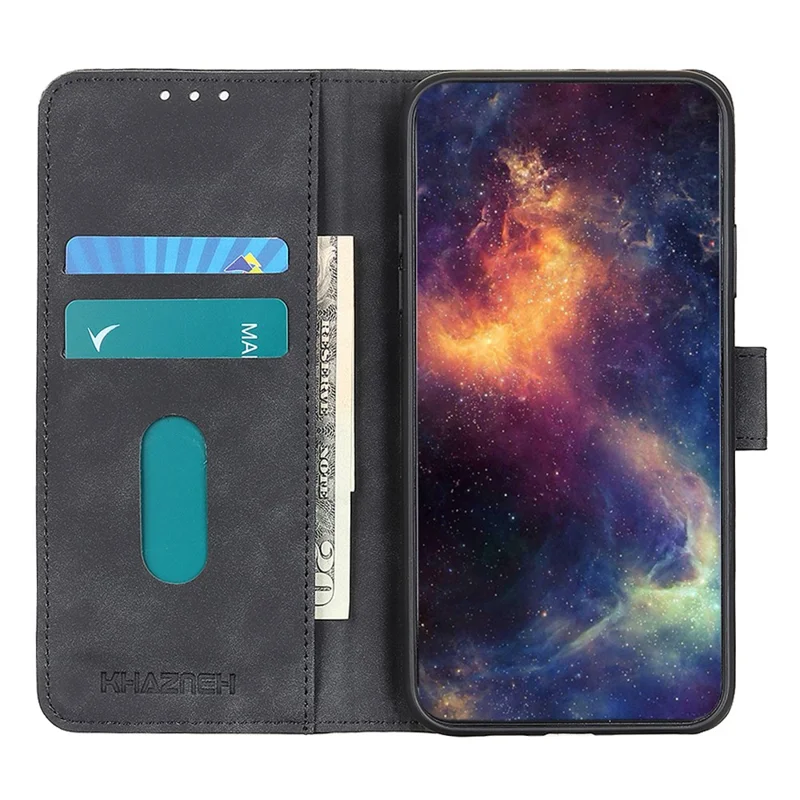 KHAZNEH Custodia per Xiaomi Redmi Note 15 Pro 4G (Global) in PU Leather con Texture Retrò - Nero