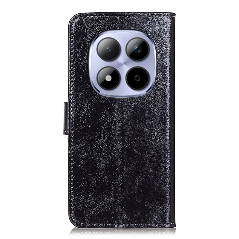 Cover per Xiaomi Redmi Note 15 Pro 4G (Global) Portafoglio in Pelle con Texture Cavallo Selvaggio - Nero