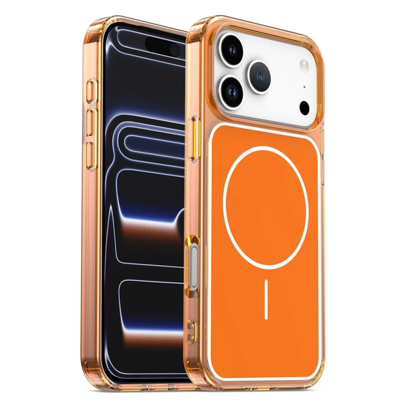 For iPhone 17 Pro Max Magnetisk TPU + PC Stødfast Telefonbeskyttelse - Transparent Orange