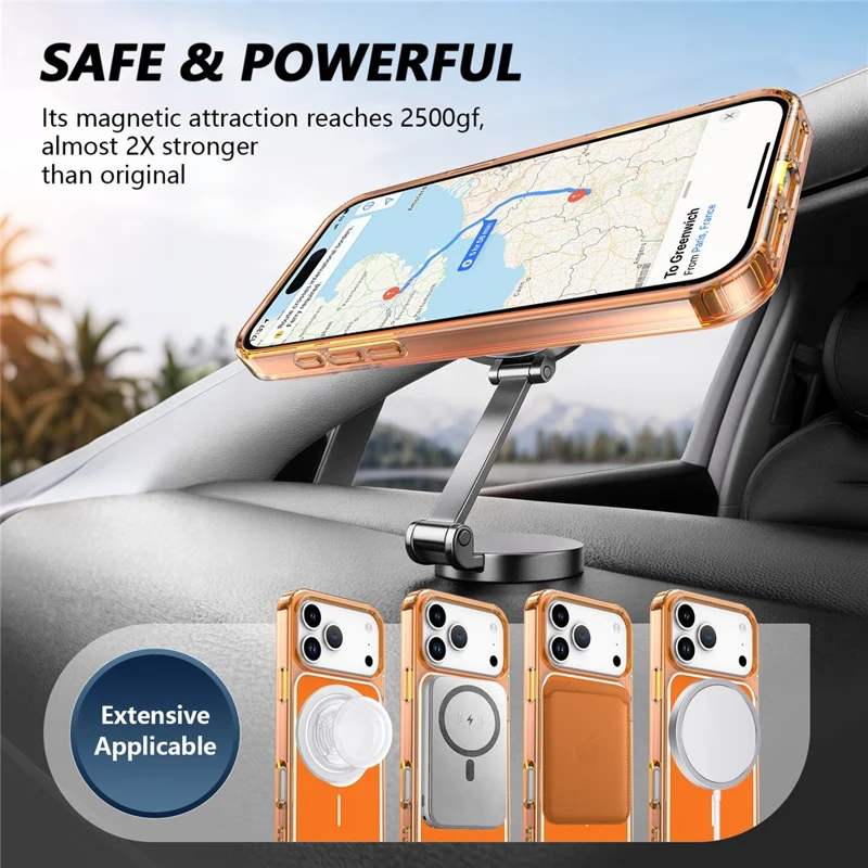 For iPhone 17 Pro Magnetic Case TPU + PC Shockproof Phone Cover - Transparent Orange