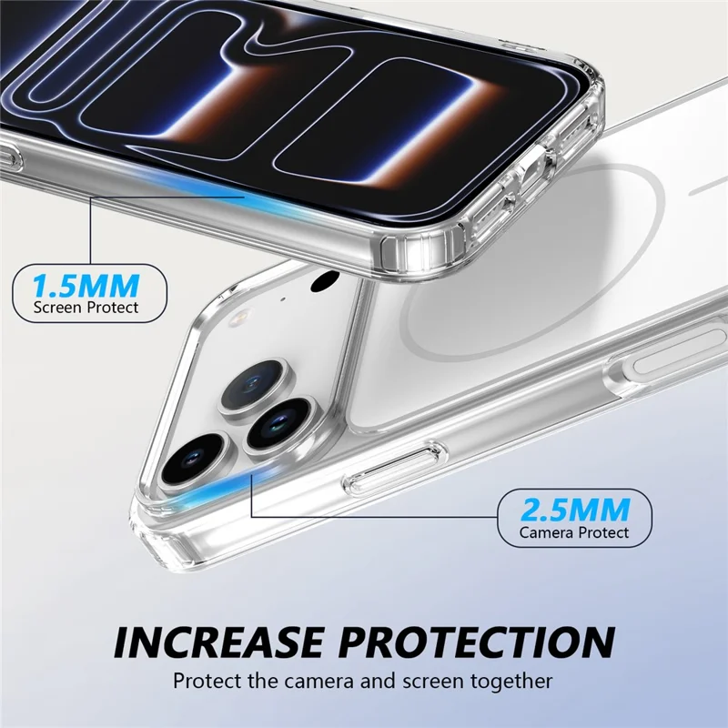 For iPhone 17 Pro Magnetic Case TPU + PC Shockproof Phone Cover - Transparent White