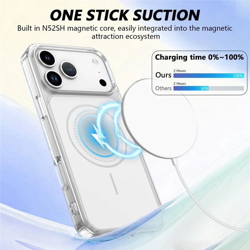 For iPhone 17 Pro Magnetic Case TPU + PC Shockproof Phone Cover - Transparent White
