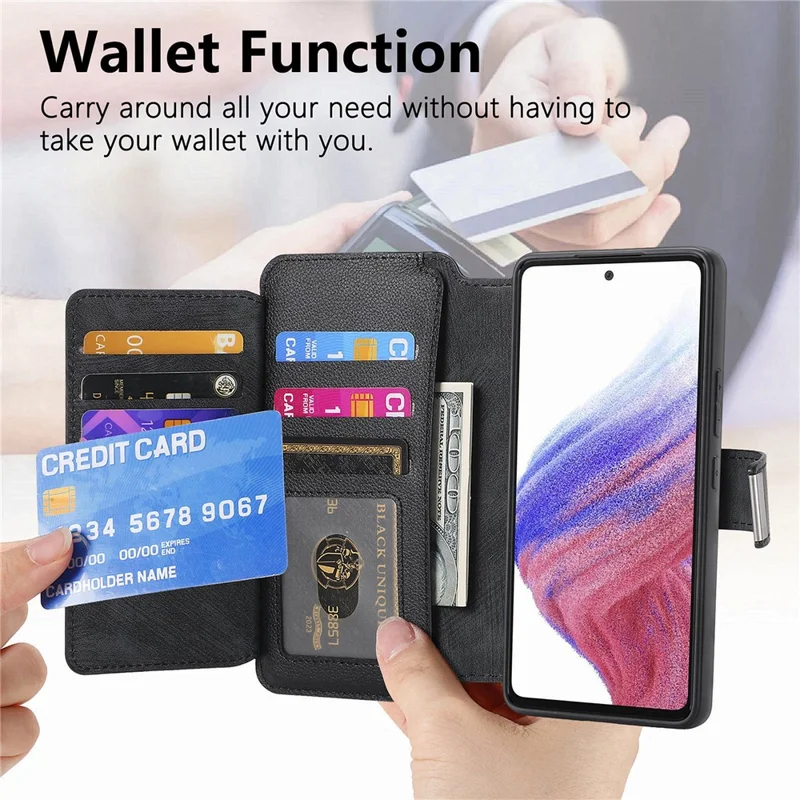 CASENEO MW-02 Phone Case For Google Pixel 10  /  10 Pro Detachable Magnetic Leather Flip Cover - Black