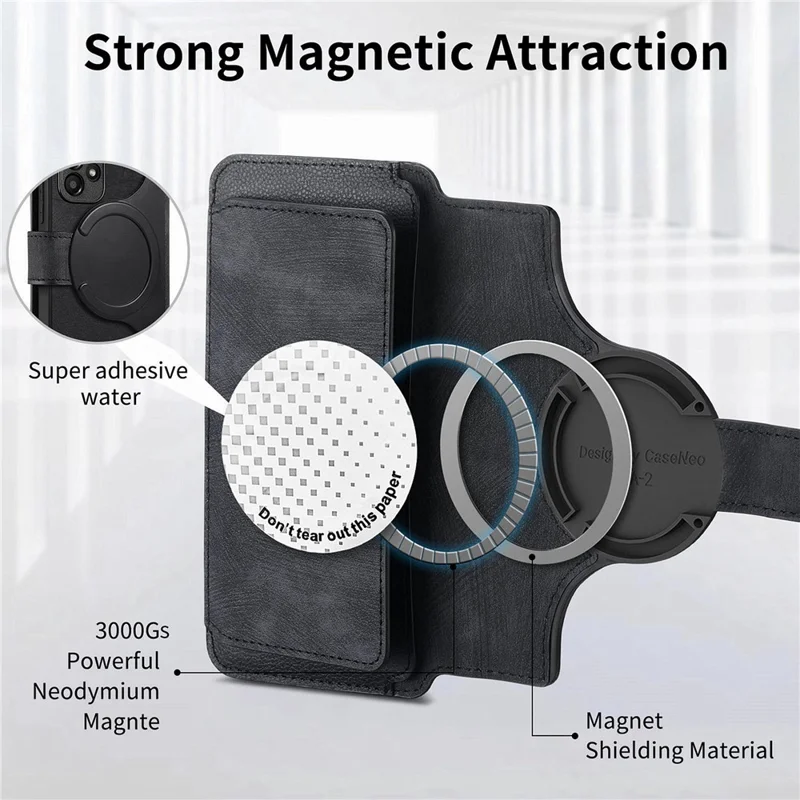 CASENEO MW-02 Für Google Pixel 9 Pro XL Tasche Abnehmbare Magnetische Ledertasche Mit Klappdeckel - Schwarz