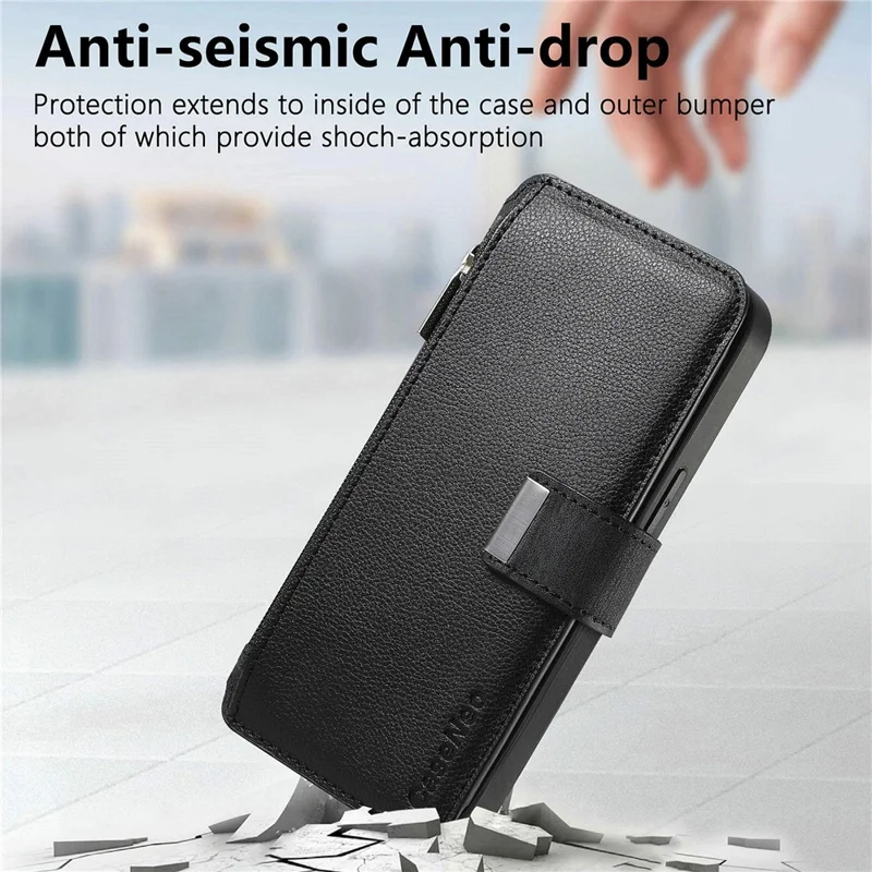 CASENEO MW-02 Telefonhülle für Google Pixel 9 Pro / Pixel 9 Abnehmbare magnetische Ledertasche – Schwarz