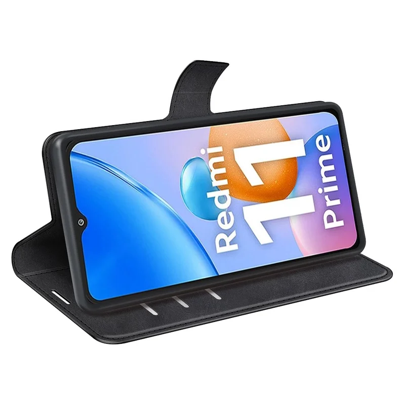 Kalbstextur Brieftasche Hülle Für TCL 305i, PU Leder Square Magnetic Clasp Faltbares Stand Telefonabdeckung - Schwarz