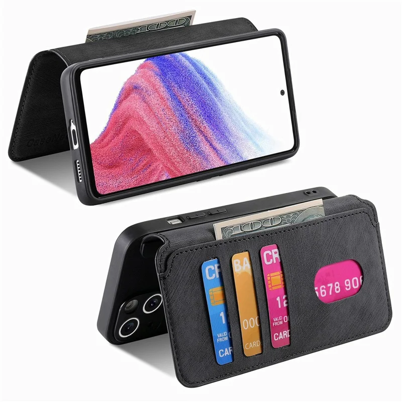 CASENEO MW-03 Magnetische Hülle für Google Pixel 9 Pro / 9 Abnehmbare Ledertelefonbrieftaschenhülle - Schwarz