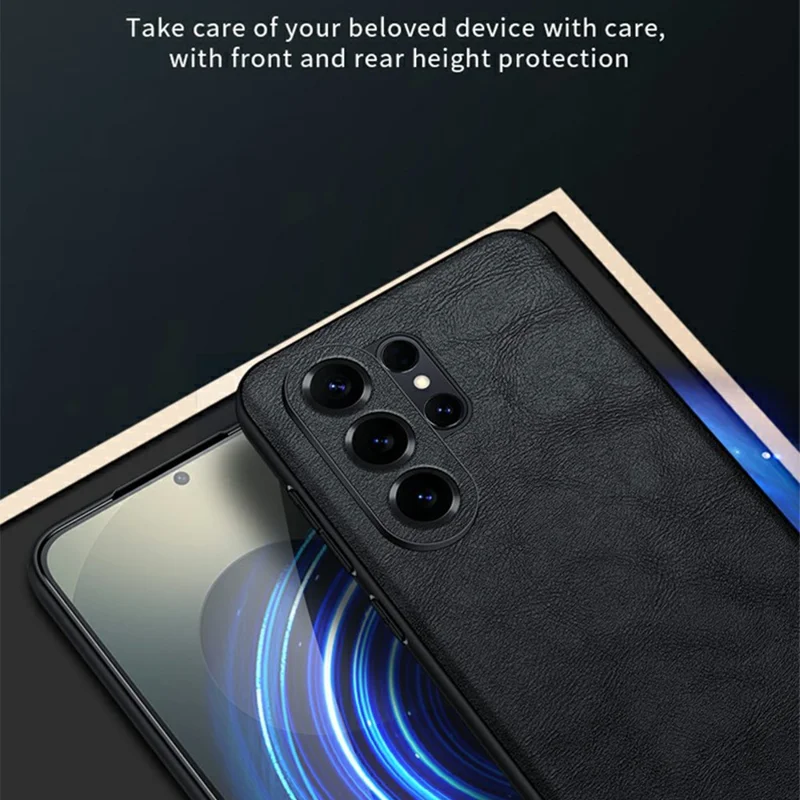 SULADA чехол для Samsung Galaxy S26 Ultra, задняя панель для телефона из искусственной кожи PU + TPU + PC - черный