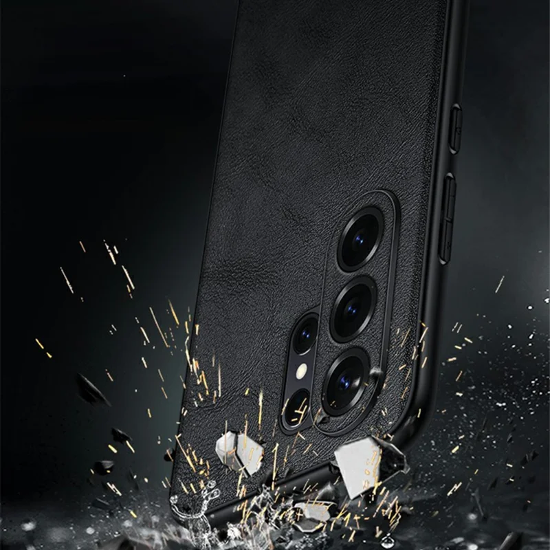 SULADA чехол для Samsung Galaxy S26 Ultra, задняя панель для телефона из искусственной кожи PU + TPU + PC - черный