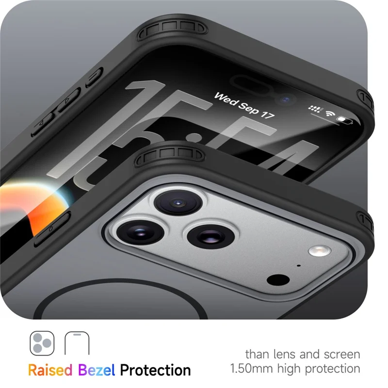 Compra em Volume para Capa Magnética iPhone 17 Pro Max Compatível com MagSafe Capa para Telemóvel TPU + PC - Preto