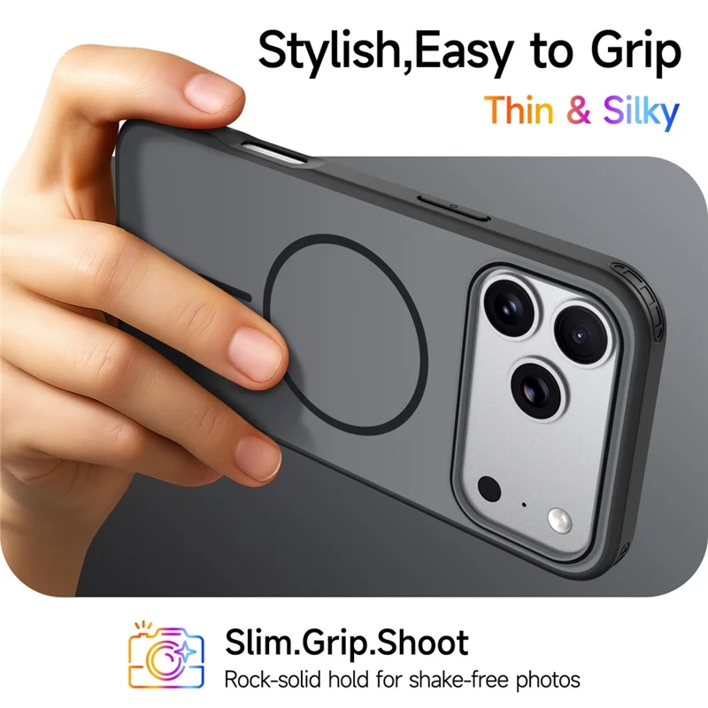 Compra em Volume para Capa Magnética iPhone 17 Pro Max Compatível com MagSafe Capa para Telemóvel TPU + PC - Preto