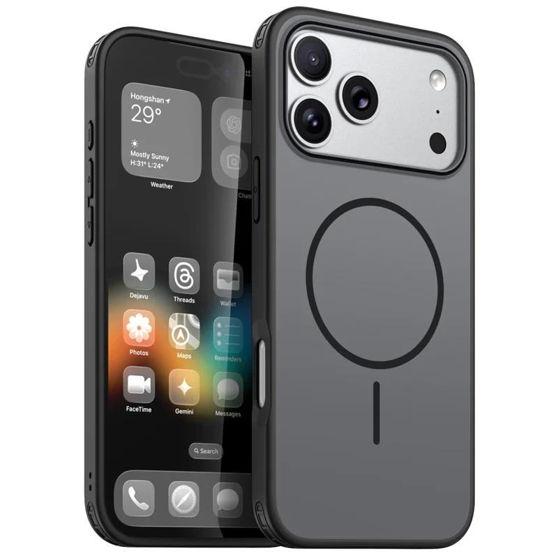 Achat en vrac pour coque magnétique iPhone 17 Pro compatible MagSafe, housse de téléphone en TPU + PC - Noir