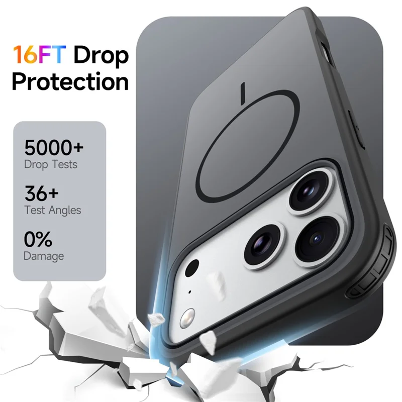 Achat en vrac pour coque magnétique iPhone 17 Pro compatible MagSafe, housse de téléphone en TPU + PC - Noir