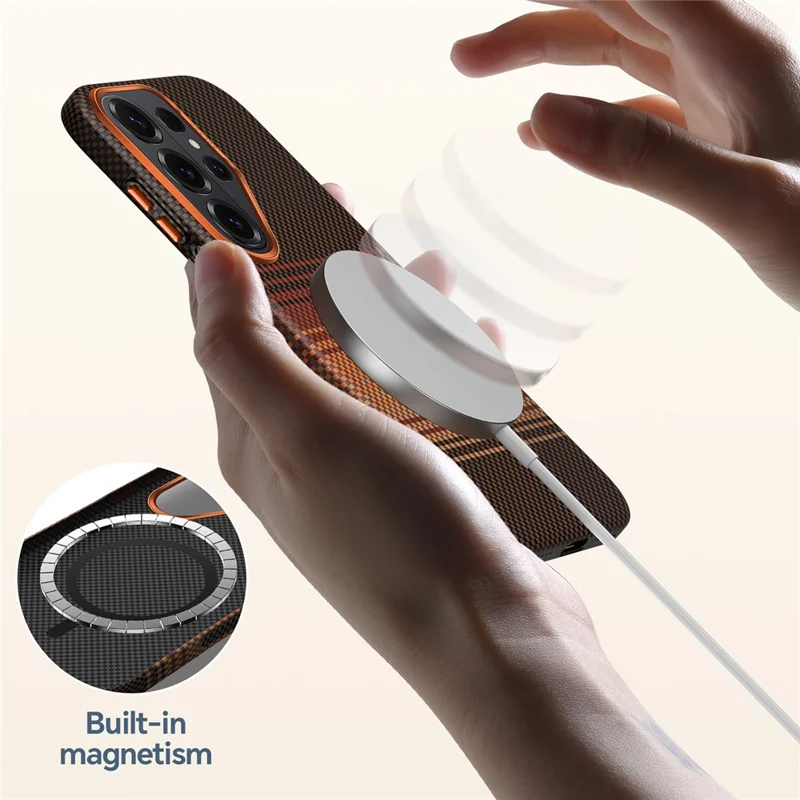 SULADA чехол для Samsung Galaxy S26 Ultra магнитный ударопрочный жесткий поликарбонатный задняя крышка - оранжевый