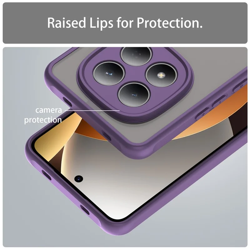 For Xiaomi Redmi Note 15 Pro 4G (Global) Case Drop Proof Airbags Frosted Translucent PC + TPU Phone Back Cover - Purple