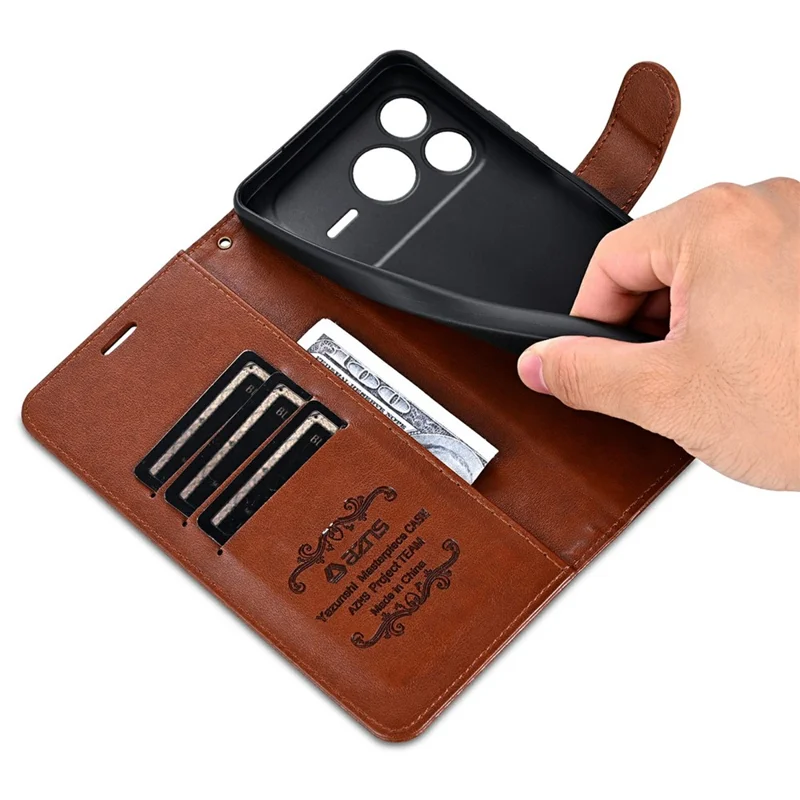 AZNS Für Honor Power2 5G Tasche Kratzfeste PU-Leder-Ständer-Portemonnaie-Handyhülle - Braun