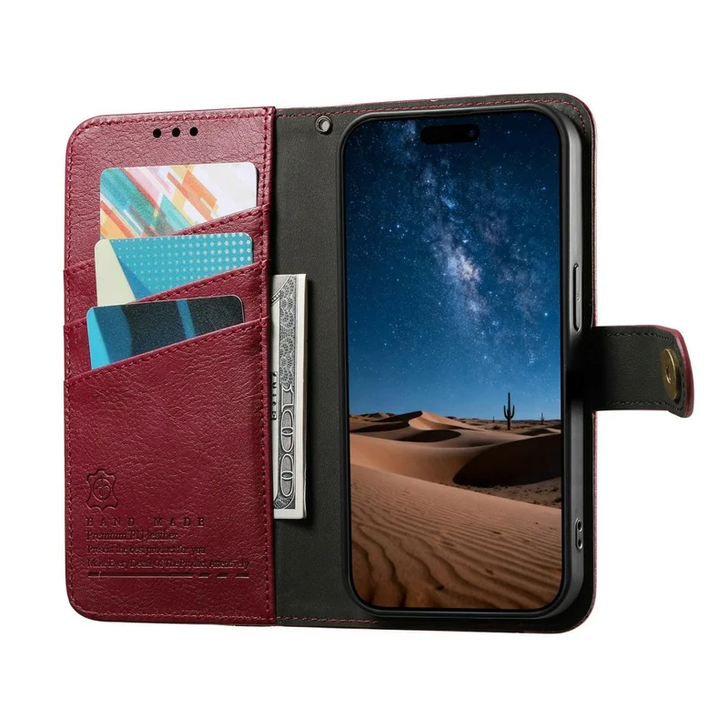 Étui pour Samsung Galaxy S26, Coque de Couleur Combinée en Cuir PU TPI avec Portefeuille, Antichoc, avec Sangle de Poignet - Rouge