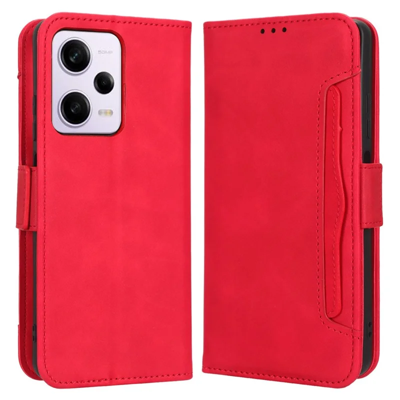 For Xiaomi Redmi Note 12 Pro 5G / Note 12 Pro Speed 5G / Poco X5 Pro 5G Dual Magnetic Clasp Phone Cover Viewing Stand Multiple Card Slots PU Leather Wallet Case - Red