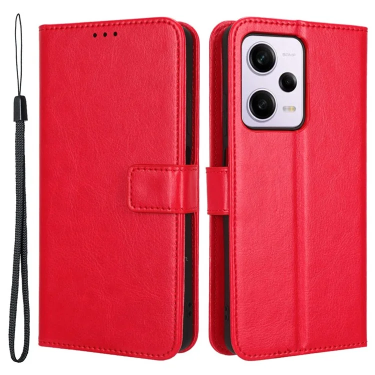 Custodia in pelle PU flip wallet per Xiaomi Redmi Note 12 Pro 5G / Note 12 Pro Speed 5G / Poco X5 Pro 5G, con texture Crazy Horse, supporto anti-graffio e stile bookstyle con chiusura magnetica e cinghia - Rosso