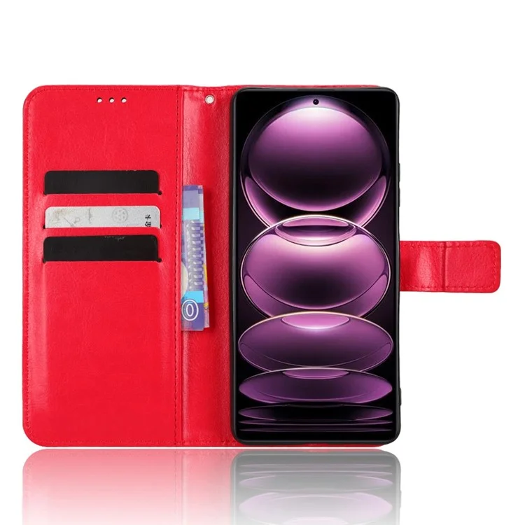 Custodia in pelle PU flip wallet per Xiaomi Redmi Note 12 Pro 5G / Note 12 Pro Speed 5G / Poco X5 Pro 5G, con texture Crazy Horse, supporto anti-graffio e stile bookstyle con chiusura magnetica e cinghia - Rosso