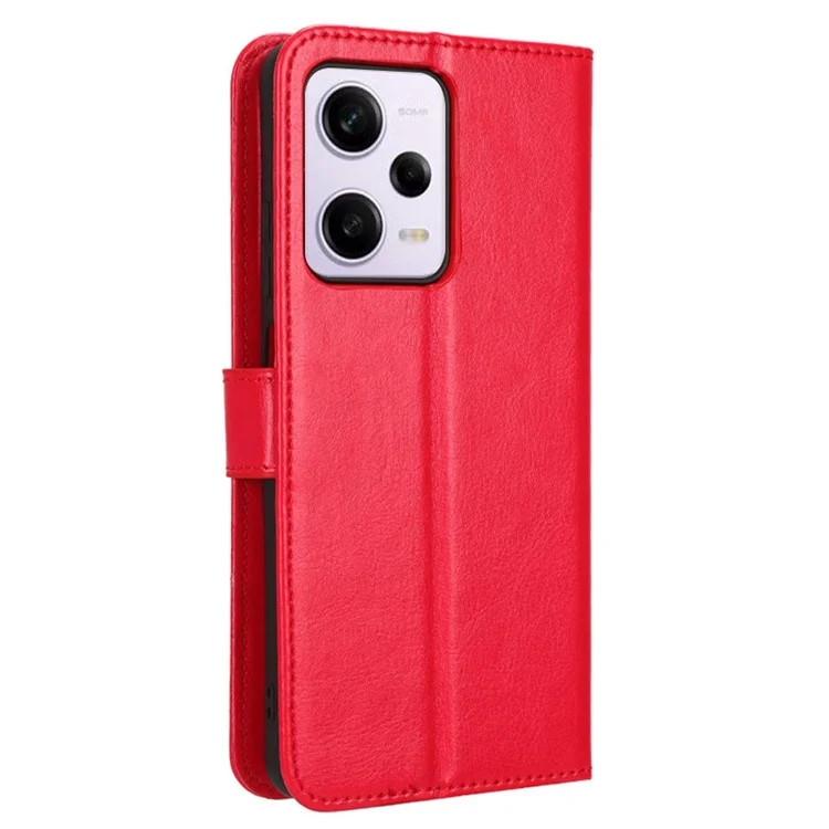 Custodia in pelle PU flip wallet per Xiaomi Redmi Note 12 Pro 5G / Note 12 Pro Speed 5G / Poco X5 Pro 5G, con texture Crazy Horse, supporto anti-graffio e stile bookstyle con chiusura magnetica e cinghia - Rosso