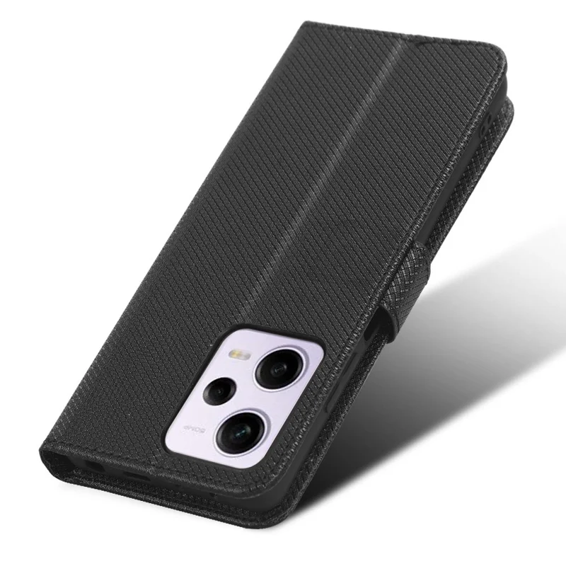 Cell Phone Cover For Xiaomi Redmi Note 12 Pro 5G / Note 12 Pro Speed 5G / Poco X5 Pro 5G Wallet Stand Magnetic Closure Diamond Texture PU Leather Anti-shock Cell Phone Case - Black