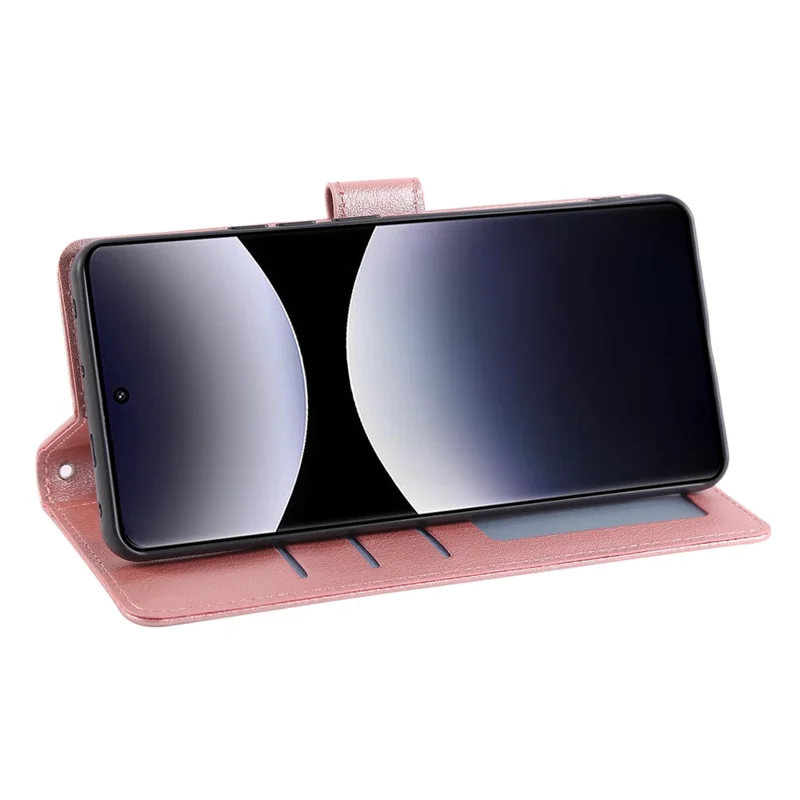 For Xiaomi Poco M8 5G / Redmi Note 15 5G (Global) Case PU Leather Wallet Stand Phone Cover with Wrist Strap - Rose Gold