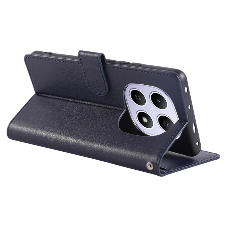 For Xiaomi Poco M8 5G / Redmi Note 15 5G (Global) Case PU Leather Wallet Stand Phone Cover with Wrist Strap - Blue