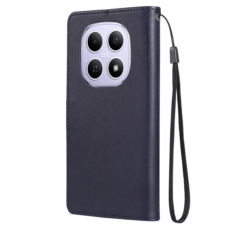 For Xiaomi Poco M8 5G / Redmi Note 15 5G (Global) Case PU Leather Wallet Stand Phone Cover with Wrist Strap - Blue