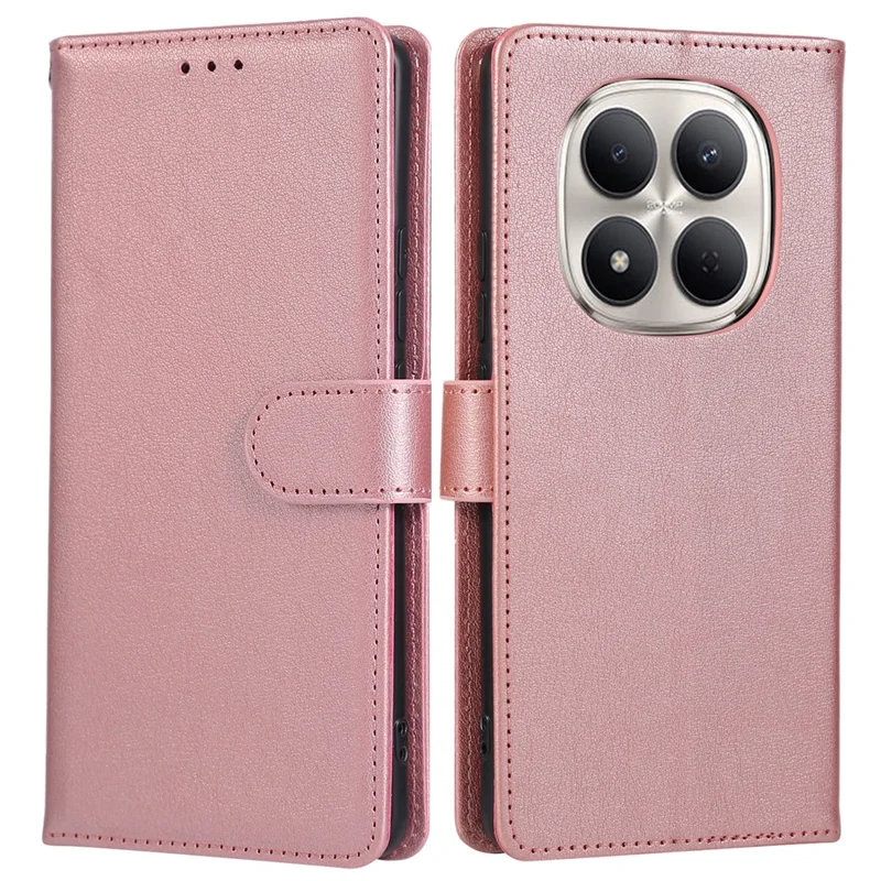For Xiaomi Redmi Note 15 Pro 5G (Global) Case PU Leather Wallet Stand Phone Cover with Wrist Strap - Rose Gold