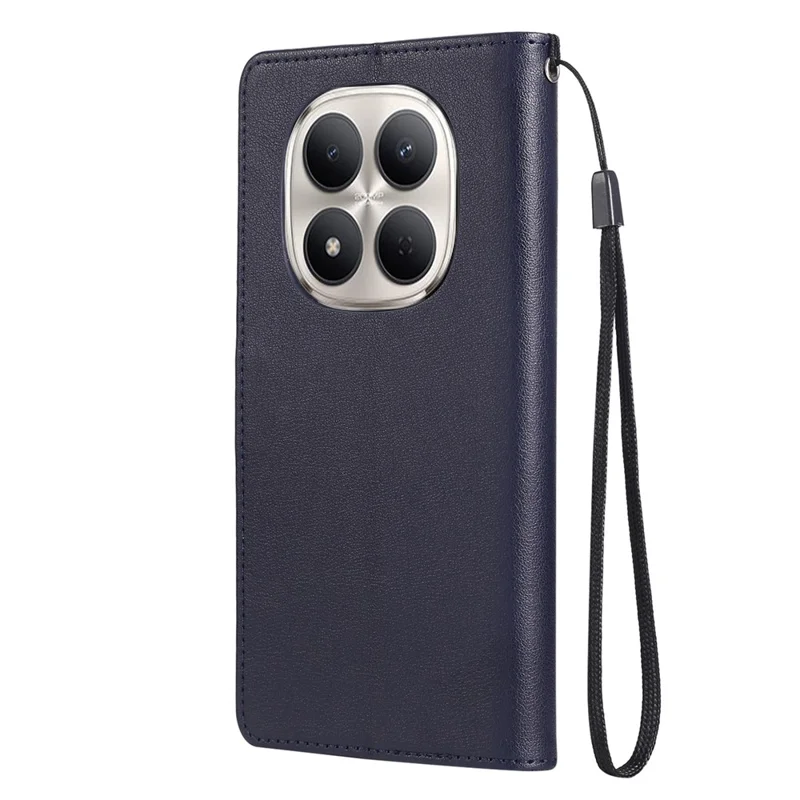 For Xiaomi Redmi Note 15 Pro 5G (Global) Case PU Leather Wallet Stand Phone Cover with Wrist Strap - Blue