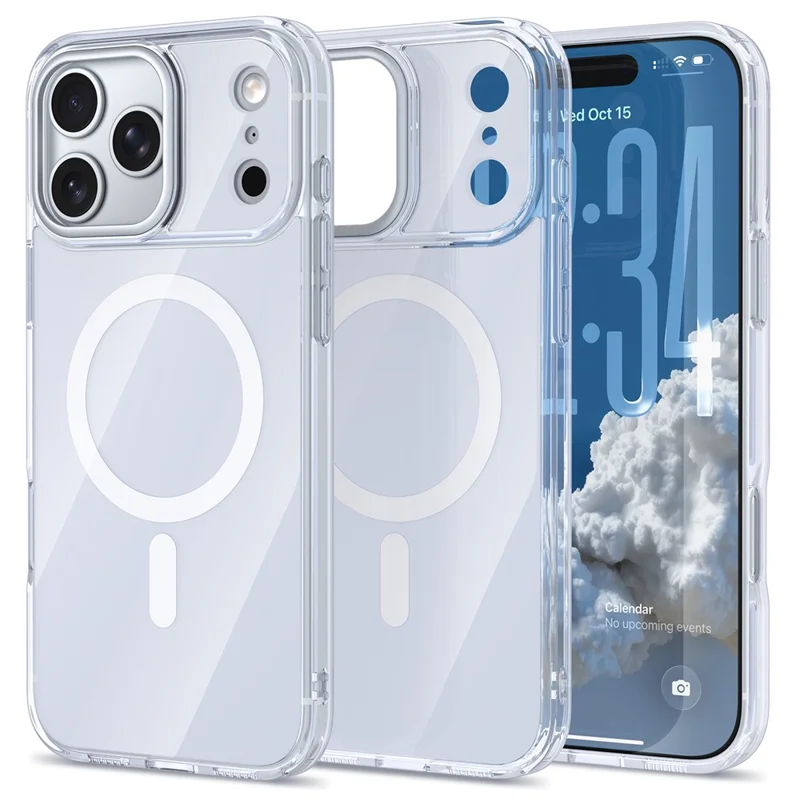 Compra em Volume para Capa Magnética iPhone 17 Pro TPU + Acrílico Capa Dupla Cor - Branco