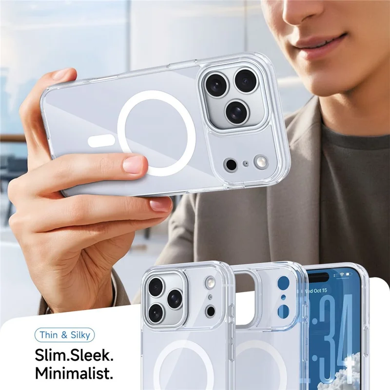 Compra em Volume para Capa Magnética iPhone 17 Pro TPU + Acrílico Capa Dupla Cor - Branco