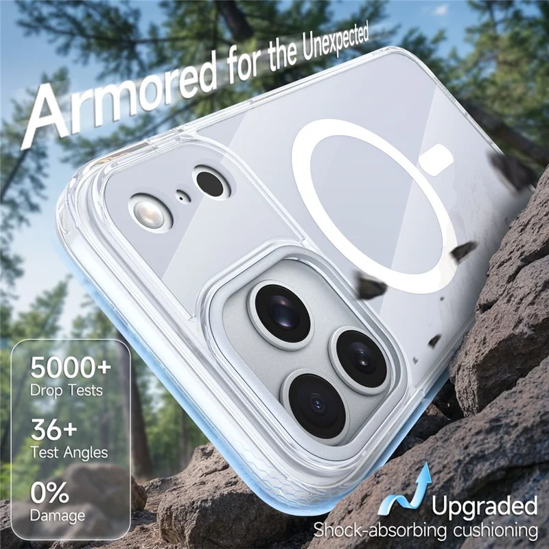 Compra em Volume para Capa Magnética iPhone 17 Pro TPU + Acrílico Capa Dupla Cor - Branco