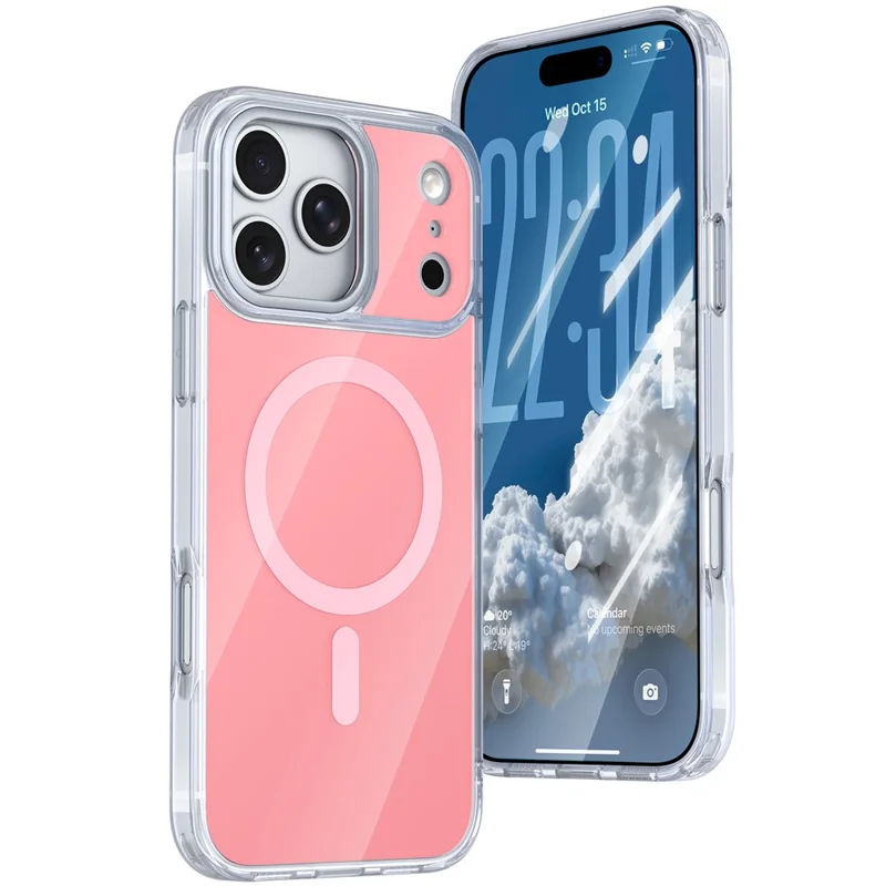 Bulk Purchasing For iPhone 17 Pro Magnetic Case TPU + Acrylic Dual Color Phone Cover - Pink