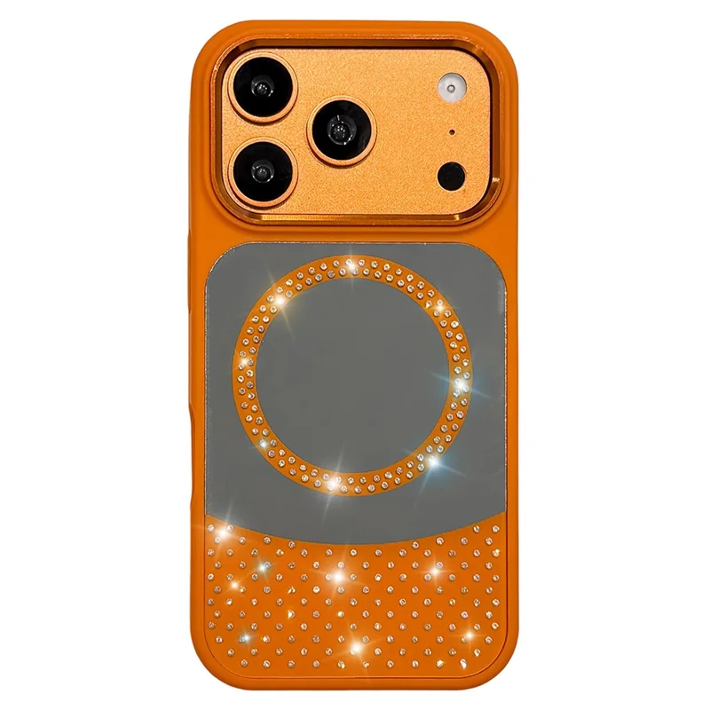 For iPhone 17 Pro Magnetic Case Mirror Surface TPU + PC Shockproof Phone Cover Compatible with MagSafe - Orange