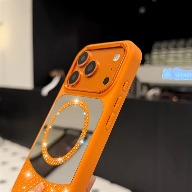 For iPhone 17 Pro Magnetic Case Mirror Surface TPU + PC Shockproof Phone Cover Compatible with MagSafe - Orange